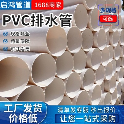 pvc污水排水管件市政雨水下水管大口径塑料管上水道排水 排污白色图1