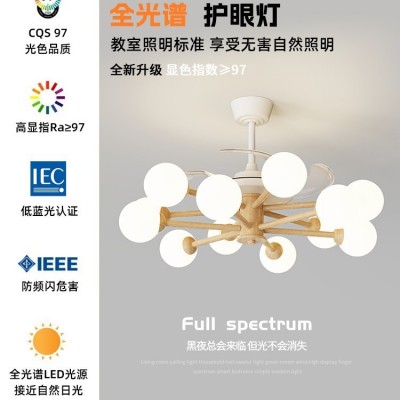 客厅风扇吊灯2025新款原木奶油风北欧日式书桌简约魔豆卧室餐厅灯图4