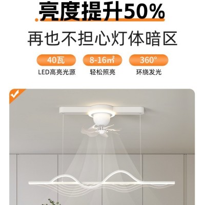 餐厅吊灯2025新款网红爆饭厅餐桌风扇灯摇头现代简约大气长条灯具图5