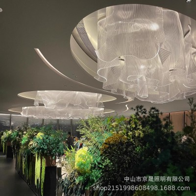 售楼部异形水波纹吸顶灯 酒店大堂宴会厅水晶大灯LED来图灯具定制图4