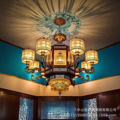 藏式佛堂荷花大吊灯 寺庙菩萨宫殿佛前中式古典灯具非标工程定制图2