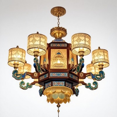 藏式佛堂荷花大吊灯 寺庙菩萨宫殿佛前中式古典灯具非标工程定制图5