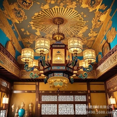 藏式佛堂荷花大吊灯 寺庙菩萨宫殿佛前中式古典灯具非标工程定制图4