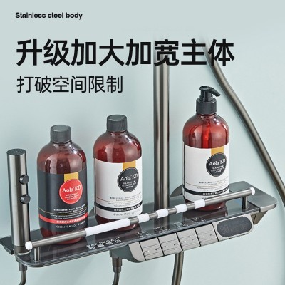 淋浴花洒置物温控冷热全铜套装浴室卫生间枪灰简易淋浴器花洒套装图3