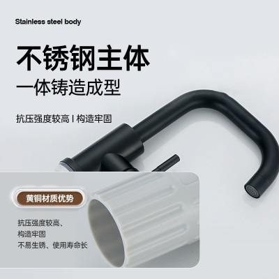 旋转水龙头跨境卫生间洗手洗脸面盆小弯转动冷暖不锈钢菜盆水龙头图3
