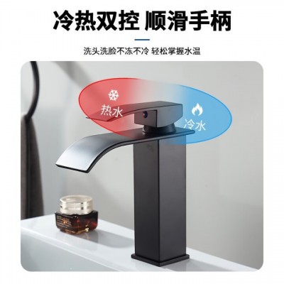 厂家批发跨境欧式瀑布水龙头卫生间台上台下盆台式面盆外贸水龙头图3