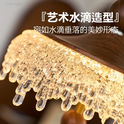 中古升降餐厅吊灯冰山水滴复古胡桃木色过道灯法式触摸小吊灯casa图4