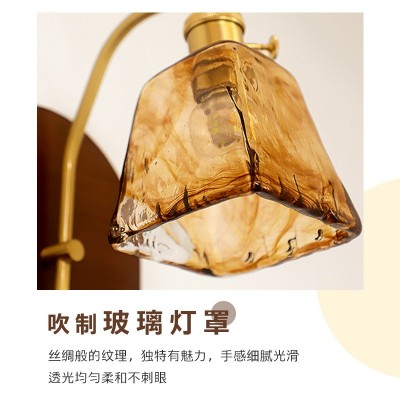 侘寂风复古壁灯床头高级感中古壁灯卧室客厅走廊过道实木壁挂灯图5